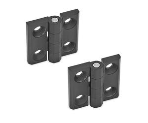 Ganter Normelemente | Charnières - GN 237-ZD-60-60-A-SW | Zinc moulé sous pression | noir, mat structuré | 2 pièces, longueur l1 : 60 mm ; longueur l2 : 60 mm