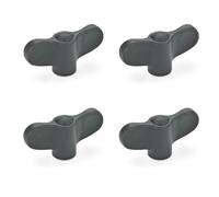Ganter Normelemente | Écrou papillon GN 634-40-M5-E-DSG | 4 pièces | Poignée papillon | Plastique noir | Filetage M5