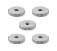 Ganter Normelemente | Écrous moletés plats | Écrous moletés (forme basse) | DIN 467-M5-NI | 5 pièces | Acier inoxydable, jet mat | Filetage : M5