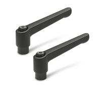 Ganter Normelemente | Levier de serrage réglable avec douille filetée GN 300 | Douille en acier bruni | Poignée en zinc moulé sous pression noire, revêtement plastique, noir, GN 300-30-M4-SW