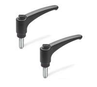 Ganter Normelemente | Lot de 2 leviers de serrage en plastique, vis en acier | GN 603-44-M5-10-DSG | Filetage M5 x 10