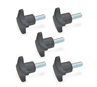 Ganter Normelemente Lot de 5 vis à poignée croisée - Poignée en thermoplastique (PA) - Avec vis en acier galvanisé - DIN 6335.4-ST-32-M6-16 - Filetage M6 x 16