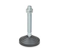 Ganter Normelemente | Pied de réglage, pied articulé - GN 344-60-M10-98-BG | Pied plastique thermoplastique | Broche de réglage en acier | d: 60, M10x98