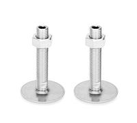 Ganter Normelemente | Pieds de réglage en acier inoxydable - GN 41-40-M16-200-D0-UK | Diamètre du pied : 40 mm, argent, filetage d2 : M16X200