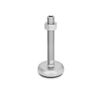 Ganter Normelemente Pieds réglables en acier inoxydable - Avec revêtement en caoutchouc noir - Broche M16 x 75 - Pied 80 mm - GN 31-80-M16-75-B1-UK