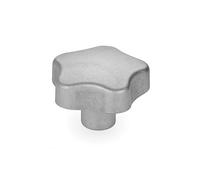 Ganter Normelemente Poignée étoile, écrou de poignée, GN 5336-50-M10-E-MT, aluminium mat, poignée 50 mm, filetage M10