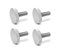 Ganter Normelemente | Vis moletées plates | Vis moletées (forme basse) | DIN 653-M4-10-NI | 4 pièces | Acier inoxydable | Filetage : M4 x 10