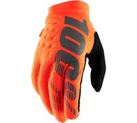Gants 100 % BRISKER orange fluo/noir MX motocross pour hommes
