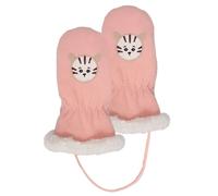 Isotoner Gants mixte bébé 2/4 ans en polaire,doublés imitation fourrure, relié par un cordon, 2/4ans, rose