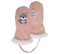 Gants 2/4 Ans En Polaire,doublés Imitation Fourrure, Relié Par Un Cordon Rose Escargot 2/4A