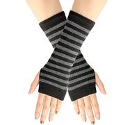 Gants à Bras Longs Femme Gants De Travail Gants sans Doigts Chauffe-Bras Sortez Et Restez Au Chaud Protection Solaire à Bras Long Punk Gothique Rock Manchon De Main Gants RayéS
