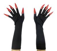 Gants à griffes pour Halloween, cosplay Beast Wolf, gants noirs panthère vampire diable horreur avec griffes à ongles, gants d'Halloween pour femme, rouge, taille unique