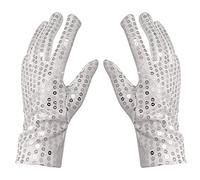 Gants à Paillettes pour Adulte Enfant, Unisex Gants de Sequins, Gants de Danse Jazz pour Soirées à Thème, Carnavals, Fêtes (Argent, Enfant)