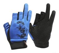 Gants à trois doigts pour pêche au leurre avec paume antidérapante, polyester respirant à séchage rapide et fermeture au poignet réglable pour plus de confort (bleu)