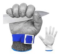 Gants Anti-Coupure Niveau 9-Protection pour Cuisine,Huître,Boucherie-Maille en Acier Inoxydable pour Découpe de Viande (Taille M)