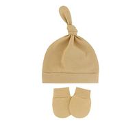 Gants anti-griffures pour bébé avec nœud de queue, turban pour protection, mitaines anti-rayures, gants anti-rayures pour bébé, kaki, Taille unique