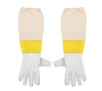 Gants Apiculture Protection Longs, Cuir de Chèvre Renforcé, Taille XXXL Jaune et Blanc - Protection Maximale Anti - Apiculture, Manches Respirantes en Unisexe (XL)