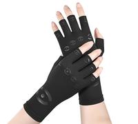 Gants Arthros, 1 Paire Gants de Compression Arthrose Sans Doigts pour Homme et Femme, Gant de Compression Main Respirant pour Soulager Tendinite, Canal Carpien et Douleurs Articulaires (Noir S)