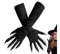 Gants avec griffes de chat - Gants avec griffes de chat - Gants noirs à ongles longs | Accessoires pour chats pour cosplay, gants d'Halloween, accessoires habillés en tissu élastique pour