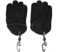 Gants Barbecue Véritable Top-Grain Protection Thermique Gants | vache première pour fleur, résistance chaleur , pour surface texturée anti-glisse, boucle pour suspension, 34cm(Black)