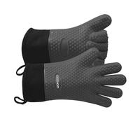 Gants BBQ Anti Chaleur Résistants - GEEKHOM Gants de Cuisine en Silicone pour Four, Grillade, Plancha et Fumoir, Imperméables et Antidérapants avec Doublure en Coton Confortable