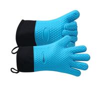 Gants BBQ Anti Chaleur Résistants - GEEKHOM Gants de Cuisine en Silicone pour Four, Grillade, Plancha et Fumoir, Imperméables et Antidérapants avec Doublure en Coton Confortable