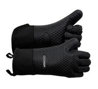 Gants BBQ Anti Chaleur Résistants - GEEKHOM Gants de Cuisine en Silicone pour Four, Grillade, Plancha et Fumoir, Imperméables et Antidérapants avec Doublure en Coton Confortable