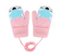 Gants bébé Moufle Mignon Gants Tricoté à tête Renard Enfant Gants avec Double Doublure Gants Hiver Filles Garçons Anti-Perdue Cadeau Noël