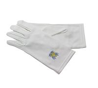 Gants blancs en nylon broderie or et bleue (7)