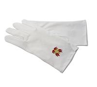 Gants blancs en nylon broderie rouge et dorée. (8)