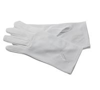 Gants blancs nylon, franc maçon broderie feuille acacia blanche. (7.5)