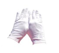 Gants blancs nylon, francs maçons broderie feuille d'acacia blanche. (6.5)