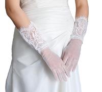 Gants blancs pour femmes et filles lors d'une fête à thème confortable en boîte de nuit élastiques Gants en dentelle extensibles respirants Photographie de mariée à porter, Blanc., taille unique