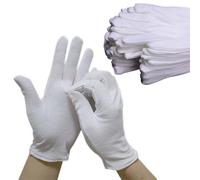 Gants blancs pour homme - Gants de travail en coton, pour travaux délicats et manutention d'objets de valeur, Gants de coton de qualité dermatologique, 48 pièces (24 paires)