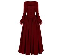 Gants blindés médiévaux - Élégant costume de cosplay - Robe de cour pour homme et femme - Tenue à thème historique - Robe médiévale - Costume de cosplay de pompier, rouge, L