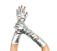 Gants Brillants s Yard Doigts Gants métalliques Brillants 35 cm Accessoires de Princesse D Yardeuse Robe de soirée Costume de Carnaval Enterrement de Vie de Jeune Fille pour fête à thème Argenté