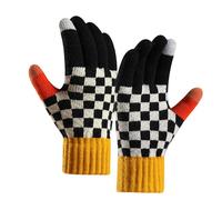 Gants chauds en tricot - Gants d'hiver pour écran tactile à rayures écossaises lorsqu'il fait froid | Gants élastiques élastiques en maille chaude résistants aux intempéries pour le froid Xistuoz