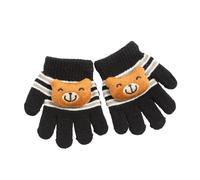 Gants chauds et colorés pour tout-petits animaux de dessin animé moufles pleine finger hiver extérieur pour enfants mitaines tricotées mitaines chaudes pour enfants et, Noir , taille unique