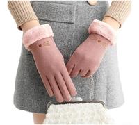 Gants chauds et épais en peluche, 23 x 10 x 3 cm, doublure en polaire, coupe-vent et résistants au froid, design mignon pour les amateurs de cyclisme en plein air, sports d'hiver (rose)