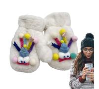 Gants chauds mignons - Gants chauds en peluche - Gants de cyclisme, gants de neige, gants pour temps froid, coupe-vent, cordon anti-perte