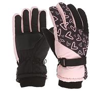 Gants chauds pour l'hiver - Patinage à neige - Gants chauds et coupe-vent - Parfaits pour les 5 à 9 ans - Gants d'hiver doublés pour femme (rose, taille unique)