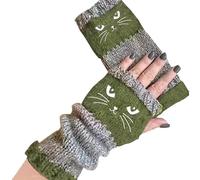 Gants chauds sans doigts en tricot, mitaines d'hiver mignonnes avec trou pour le pouce pour femmes et hommes, chauffe présents pour les amoureux des chats, shopping, marche, festivals, photographie