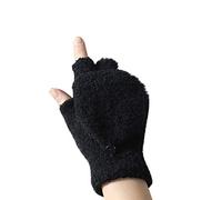 Gants chauds tendance 2024 nouveaux gants avec corail pour couple en polaire à rabat résistant au froid Gants demi-doigts Gants Mitaines pour femmes par temps froid, Noir , taille unique