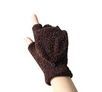 Gants chauds tendance 2024 nouveaux gants avec corail pour couple en polaire à rabat résistant au froid Gants demi-doigts Gants Mitaines pour femmes par temps froid, café, taille unique