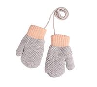 Gants Chauds Tout-petits Moufles Tricotés Hiver Doublure Peluche Thermique Mitaines à Doigts Complets Epais Gants Bébés Coup-vent avec Corde Anti-perte pour Enfant Garçon Fille 1-3 Ans Cadeau Noël