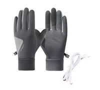 Gants Chauffants Chauffage électrique Gants Chauds Cyclisme en Plein air Course à Pied Coupe-Vent Résistant au Froid Imperméable Écran antidérapant Styles Sportifs et féminins (réglable/Gris)