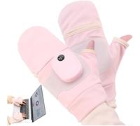 Gants chauffants électriques avec technologie graphène - Chargés par USB - Pour écran intelligent - Pour les mains froides - Utilisation en extérieur et en hiver - Noir (rose)