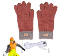 Gants chauffants électriques - Rechargeable par USB - Chaud - Écran tactile - Étanche - Coupe-vent - Laine à tricoter - Unisexe - Alimenté par piles pour la neige, le travail en plein air, l'hiver