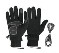 Gants chauffants électriques rechargeables par USB avec bout des doigts pour écran tactile, coupe-vent, pour sports d'hiver, doublure en polaire, couche extérieure en cuir PU (réglable noir)