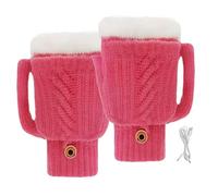 Gants chauffants électriques - Tricot thermique USB de 9,84 pouces | Chauffe-mains à tricoter - Chauffage double face 40-50 °C pour hommes et femmes Camping en plein air Ski Randonnée Utilisation de